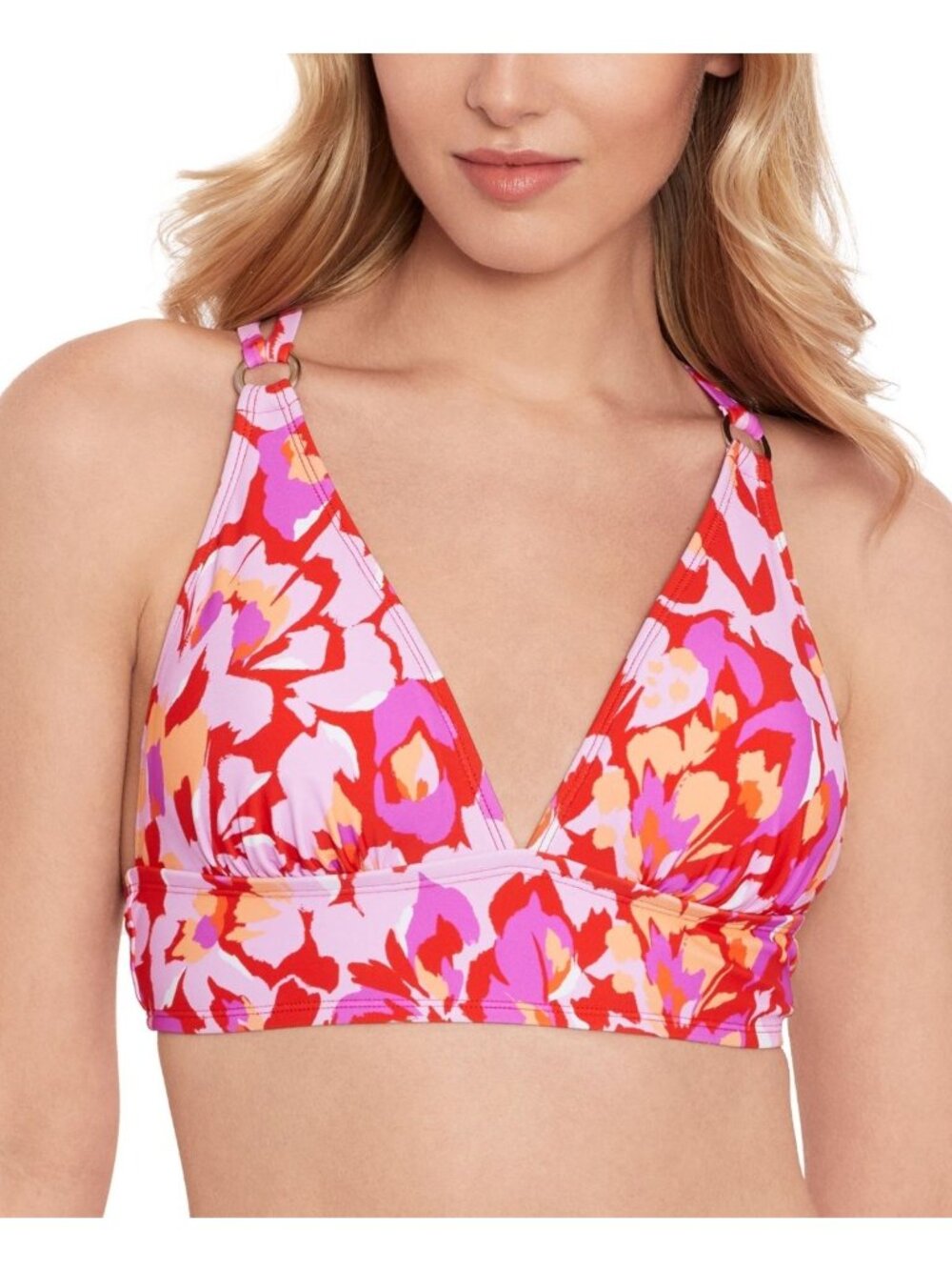 Salt + Cove Womens V Neck Flutter X Back Bikini Top Vermillion Size XS NWT